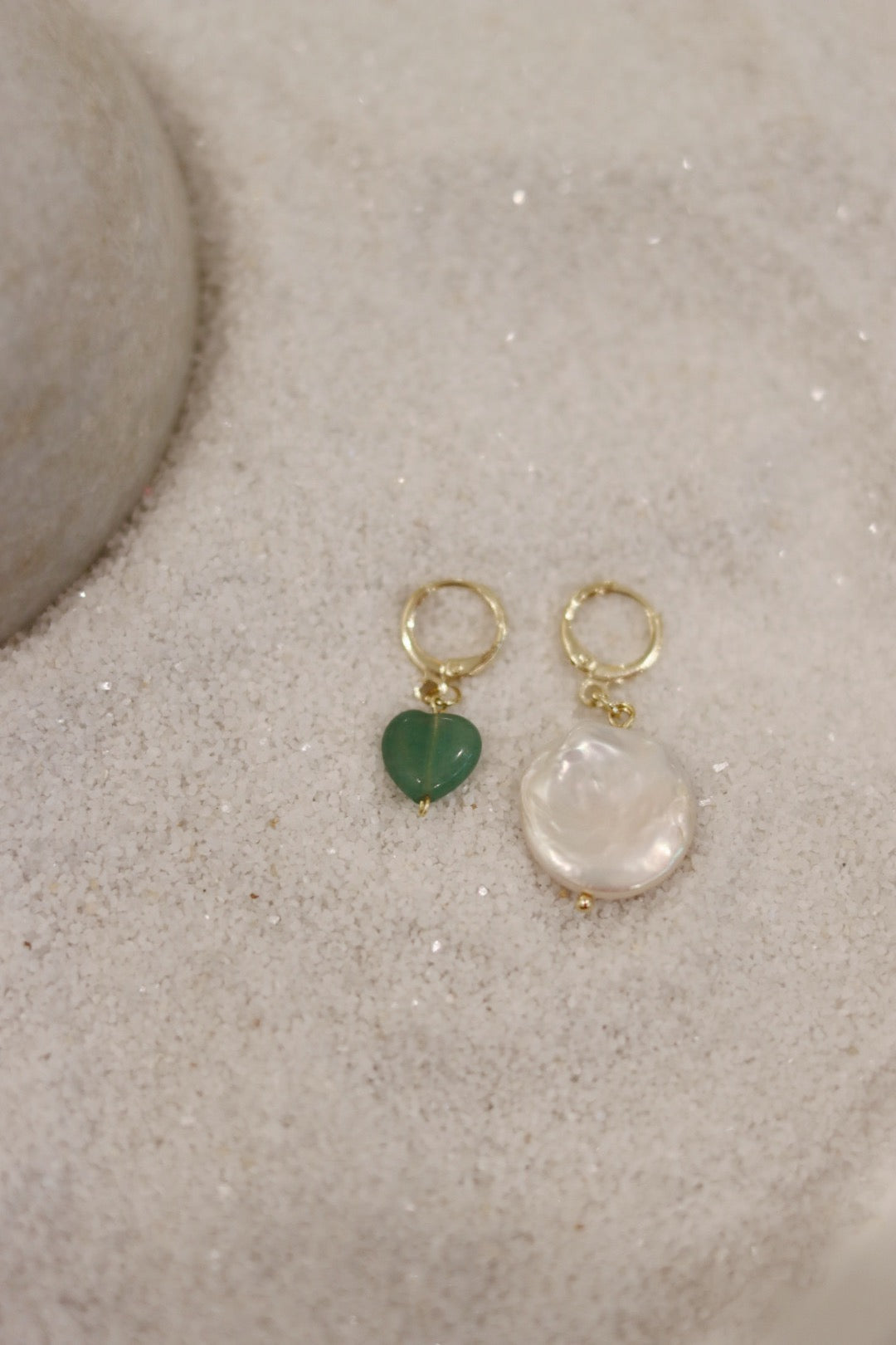 Mismatched Earrings - Jade And Pearl