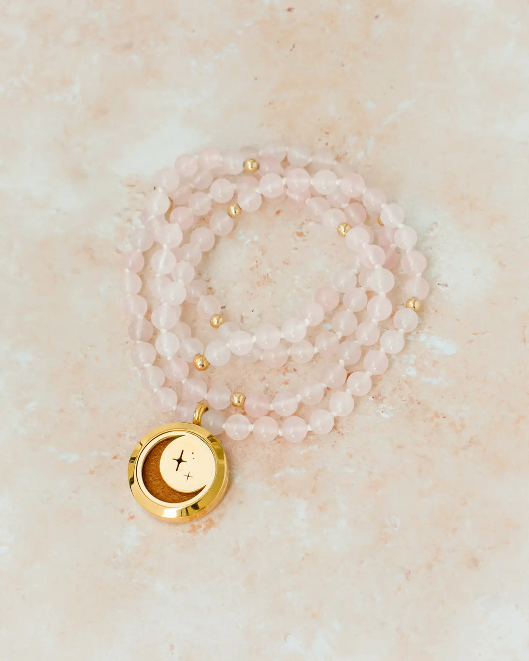 Rose Quartz Aromatherapy Mala Necklace