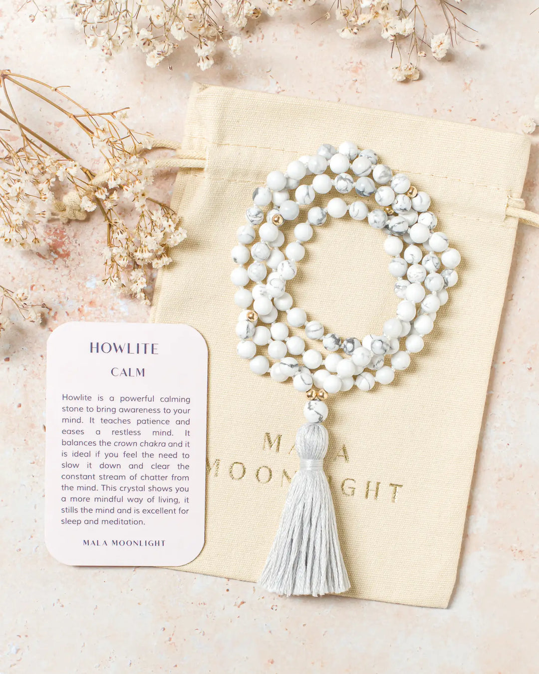 Howlite Mala Beads Necklace