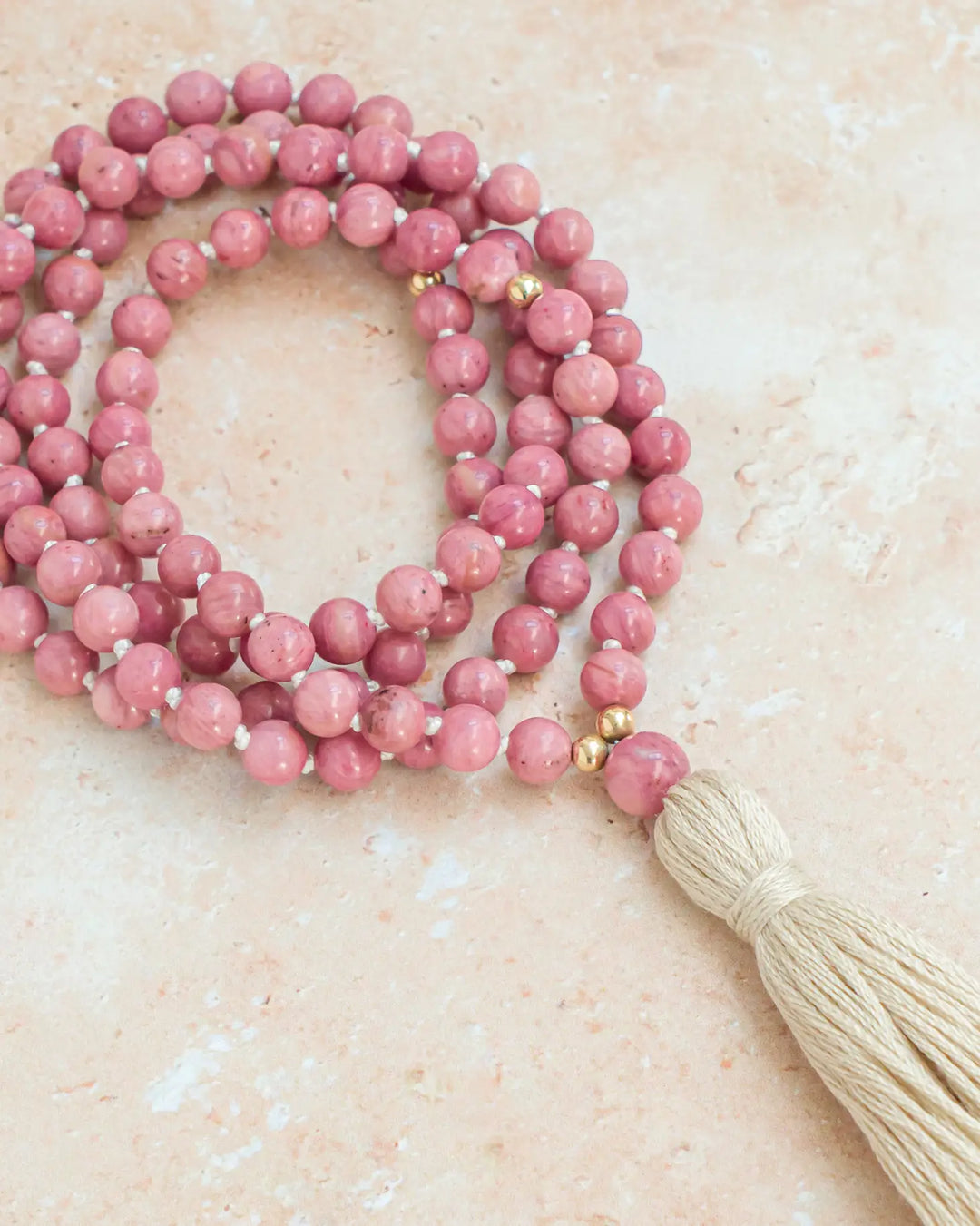 Rhodonite Mala Beads Necklace