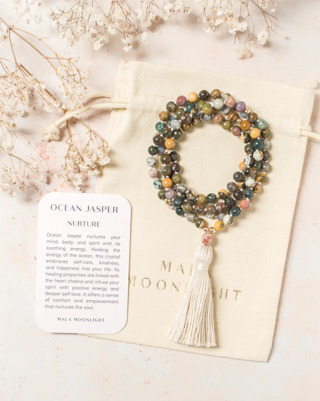 Ocean Jasper Mala Beads Necklace