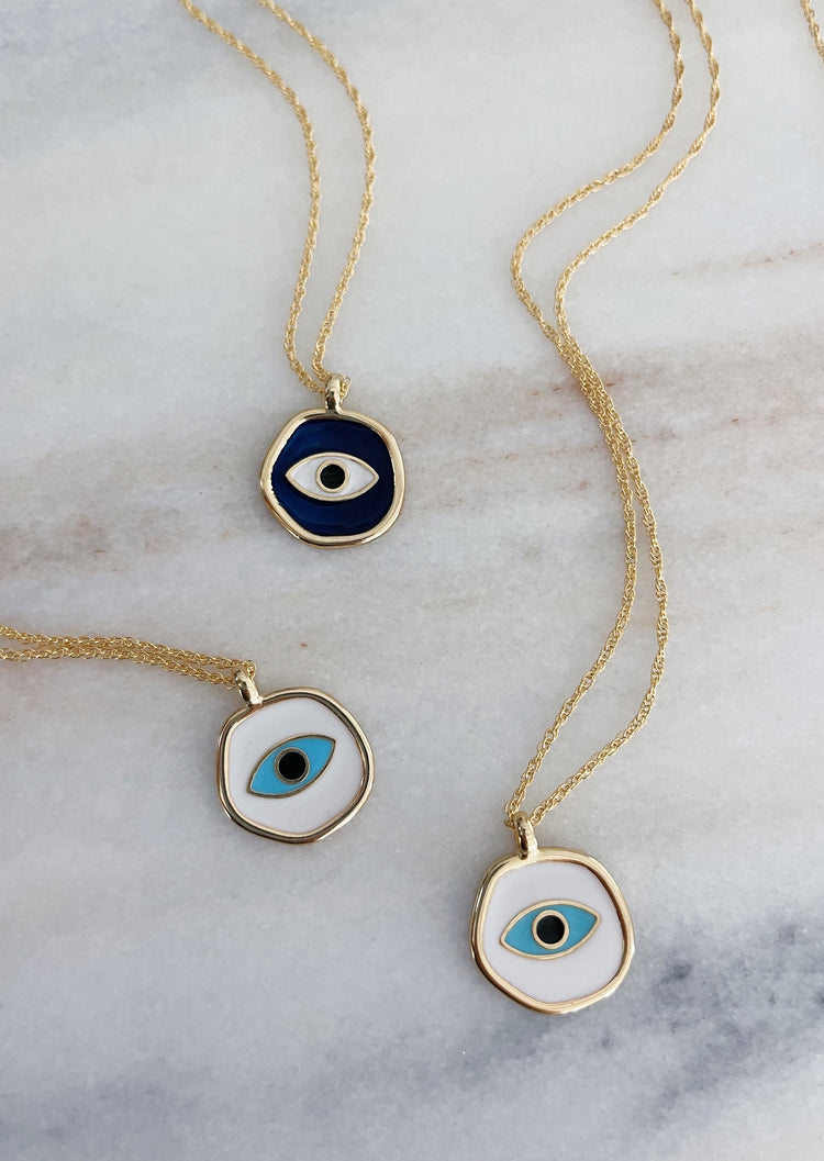 Evil Eye Pendant Necklace 14K gold Perfect Gifts For Hanukkah Ethically made 