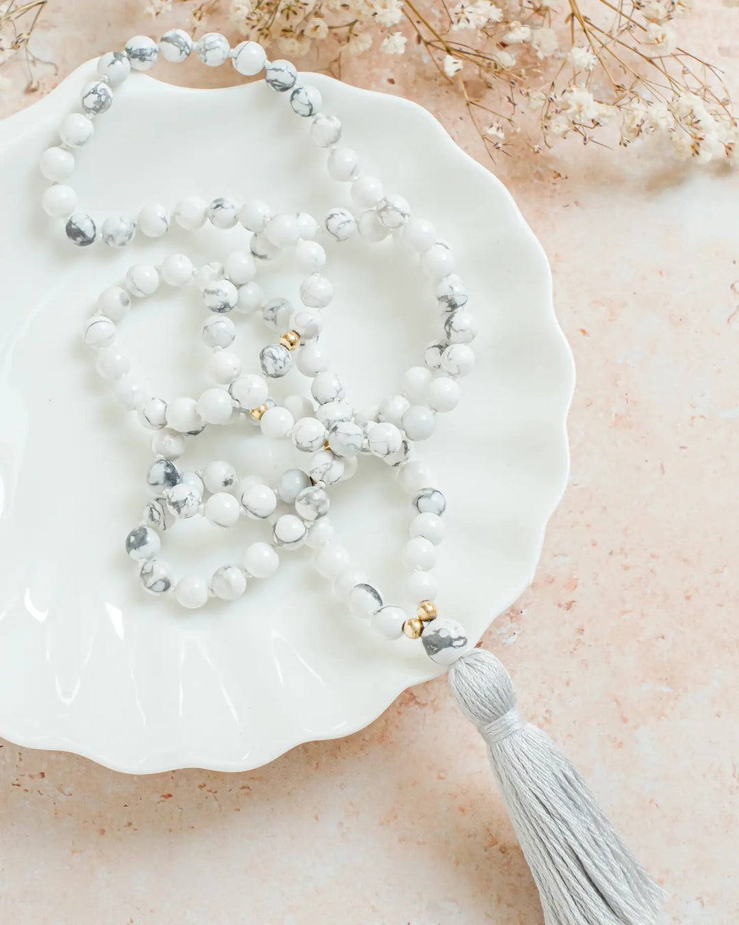 Howlite Mala Beads Necklace