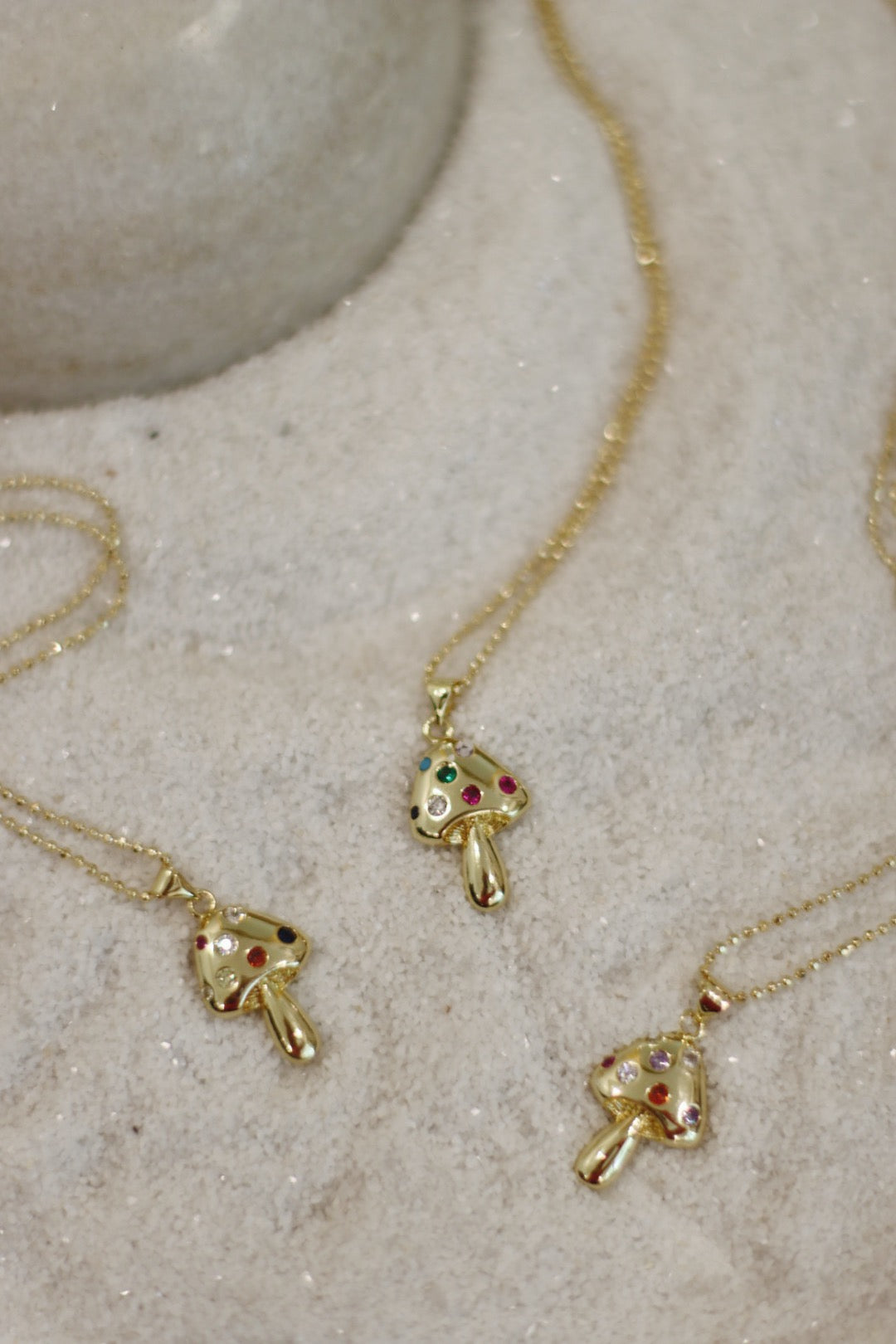 Fantastic Mushrooms Gold Charm Necklace