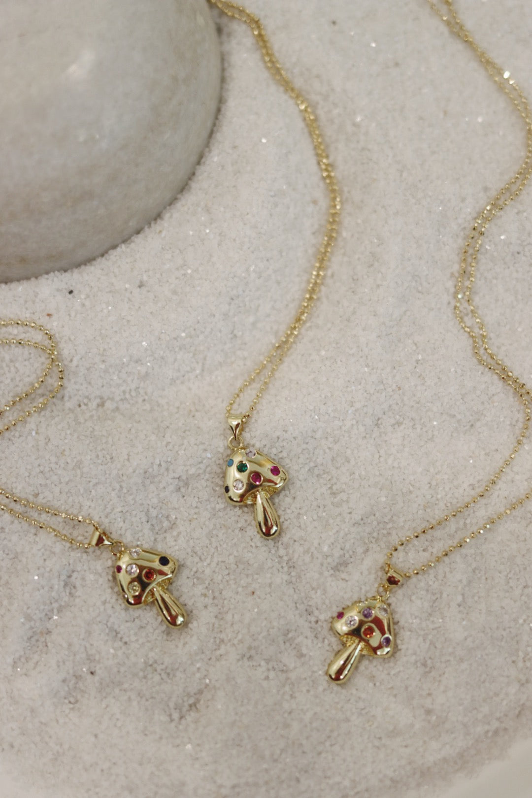 Fantastic Mushrooms Gold Charm Necklace