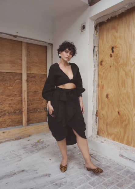 SAMPLE SALE - Cocoon Black Linen Skirt