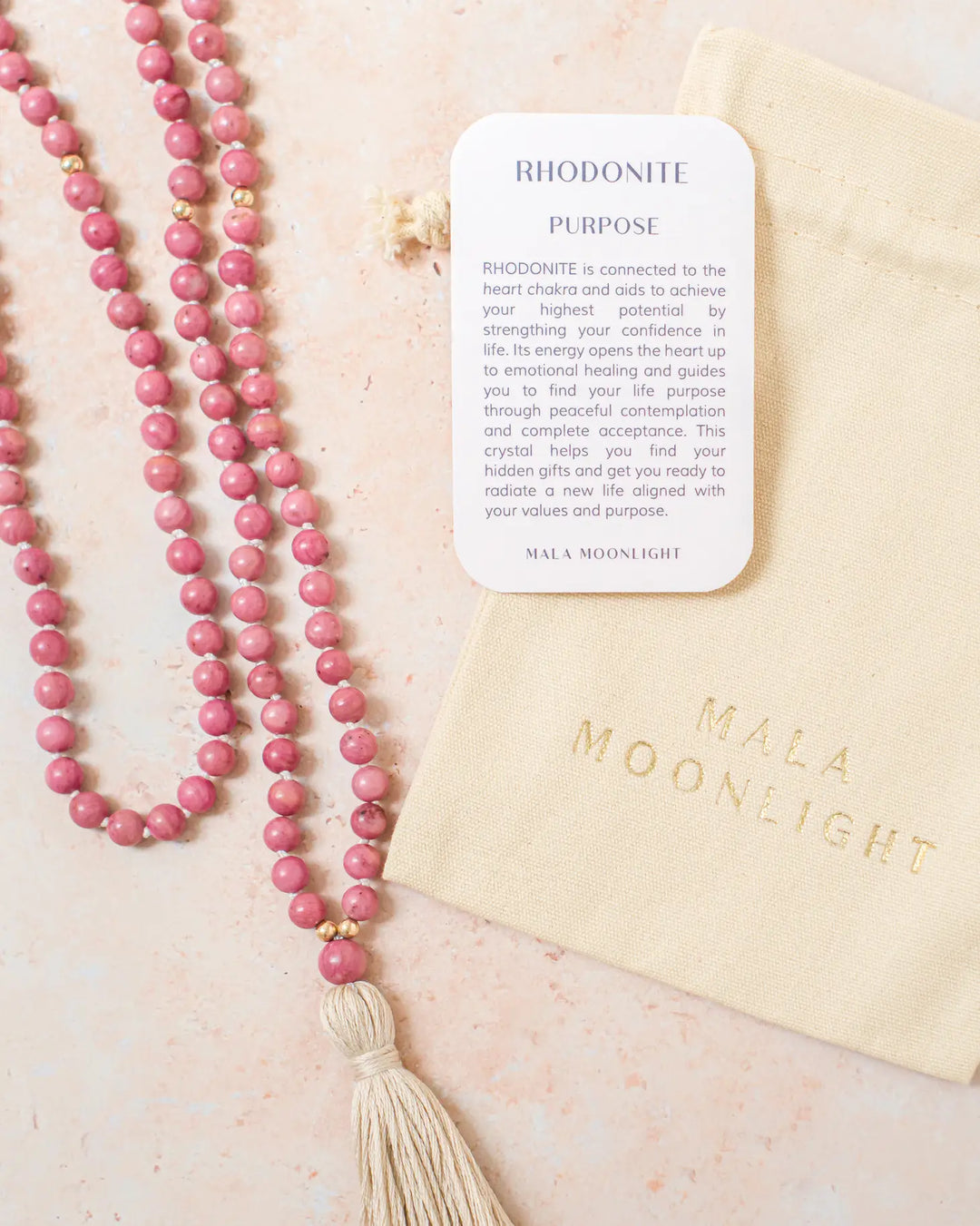 Rhodonite Mala Beads Necklace