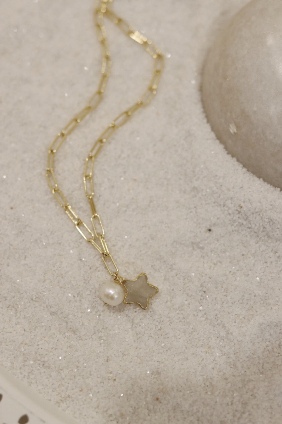 Star And Pearl Charm Necklace