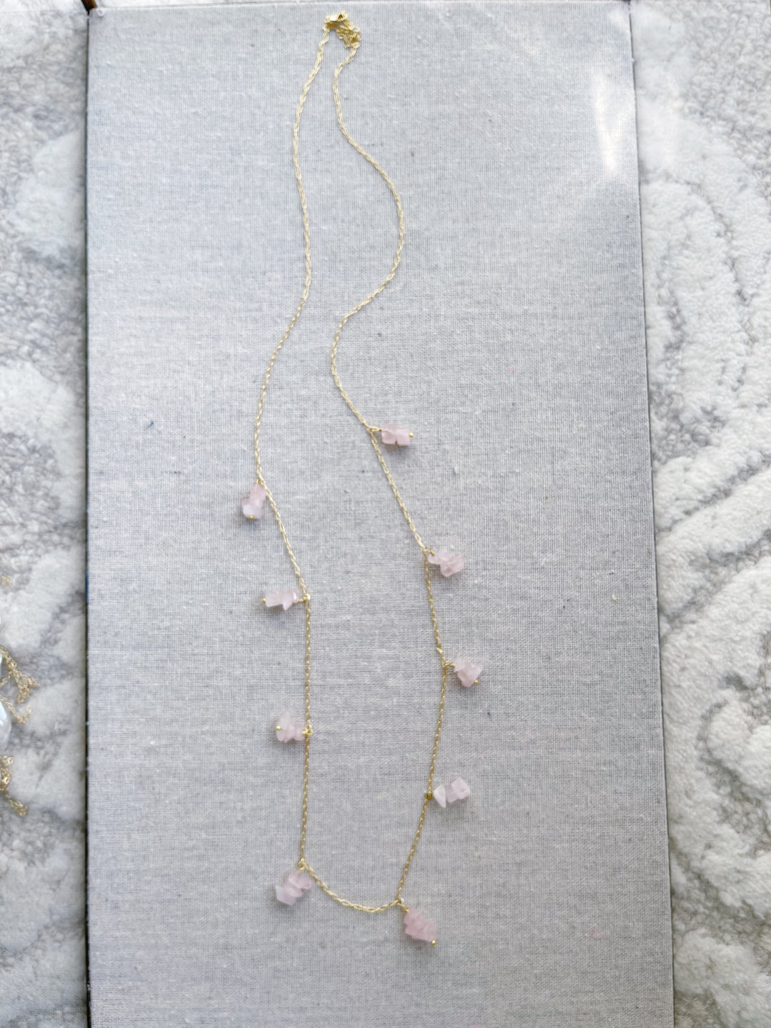 Love Yourself Long Pink Quartz Necklace