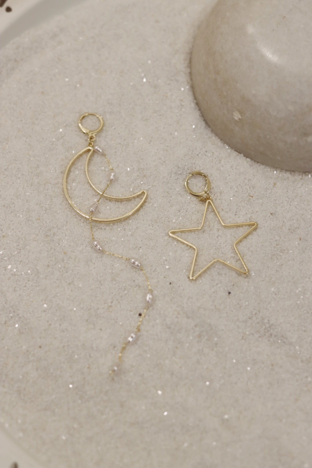 Mismatched Earrings - Moon And Star