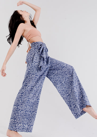 Indigo Hand Block Printed Pants Floral Handmade India Sustainable Ethically Made 