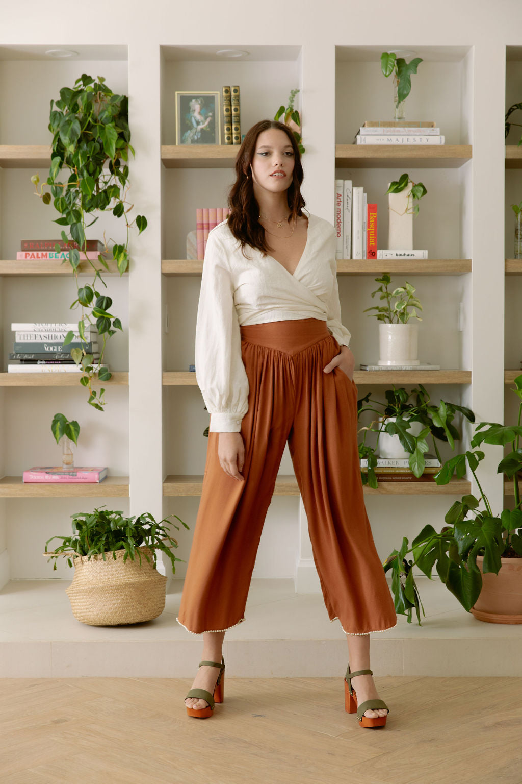 Marrakech Brown Pants With Pearled Hem