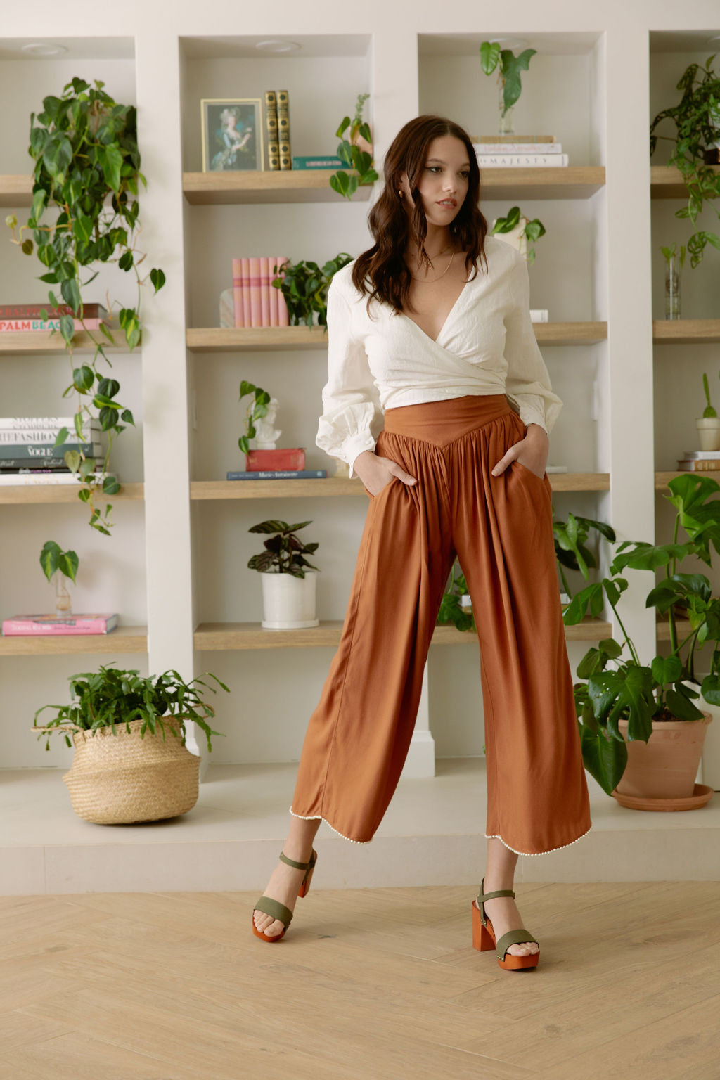 Marrakech Brown Pants With Pearled Hem