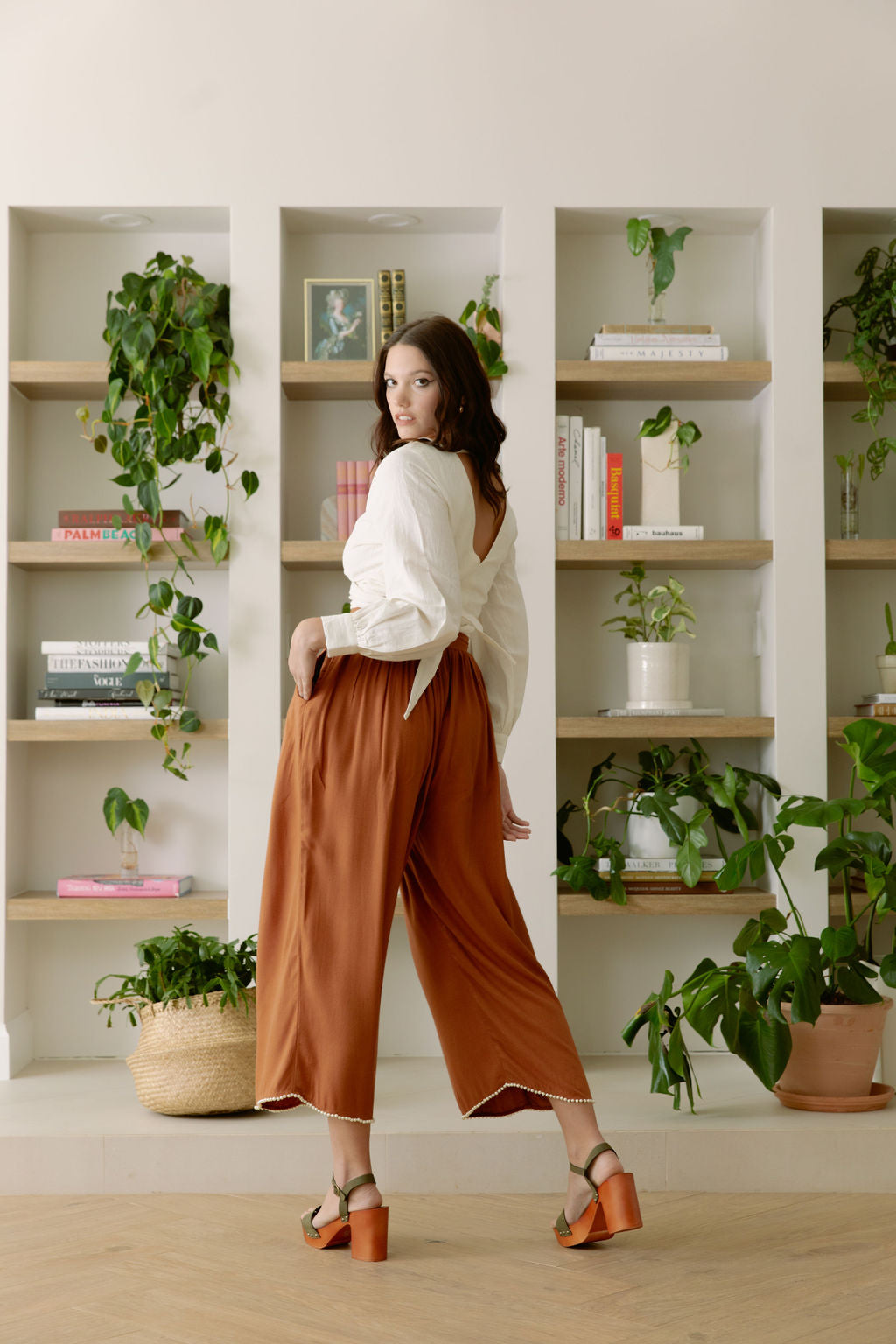 Marrakech Brown Pants With Pearled Hem